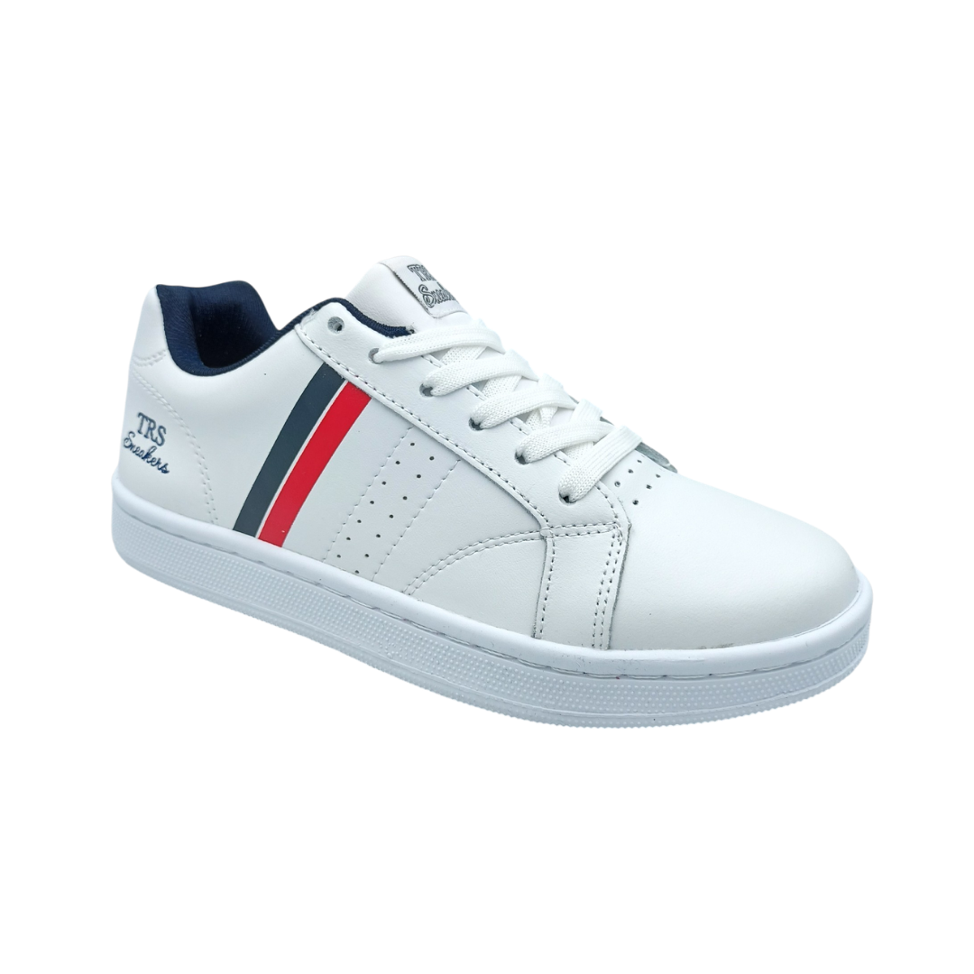 Tenis de piel Trs Sneakers 82 Blanco Marino Rojo