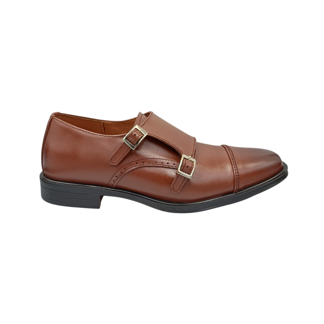 Zapato de vestir monk de piel Leugim Elegance 104 miel