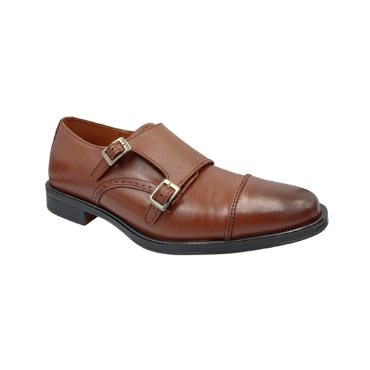 Zapato de vestir monk de piel Leugim Elegance 104 miel