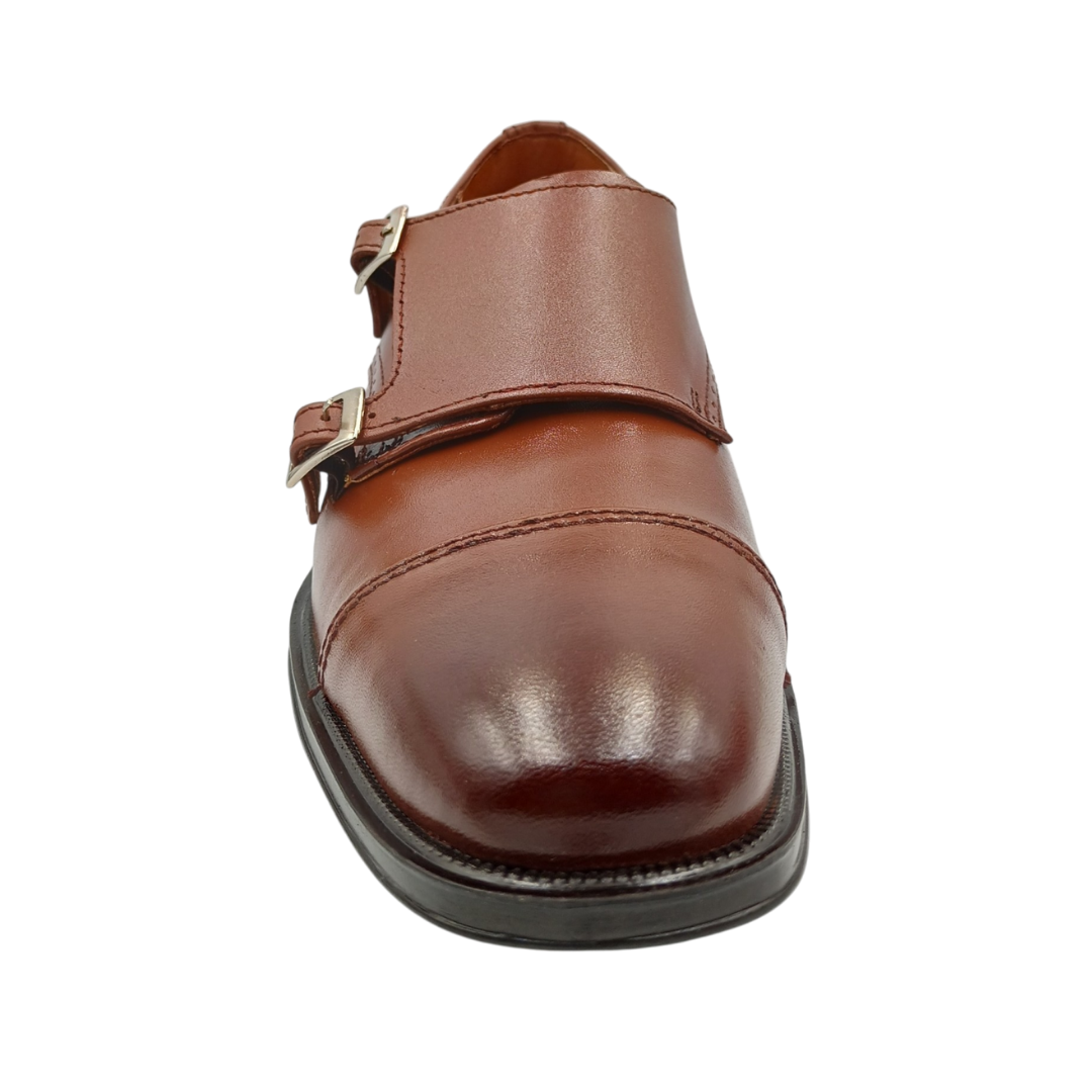 Zapato de vestir monk de piel Leugim Elegance 104 miel