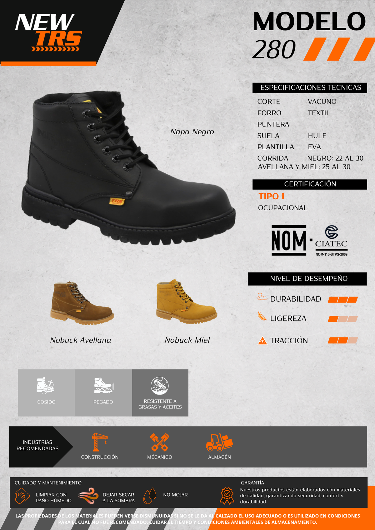 Bota Industrial de piel New Trs 280 Napa Negro