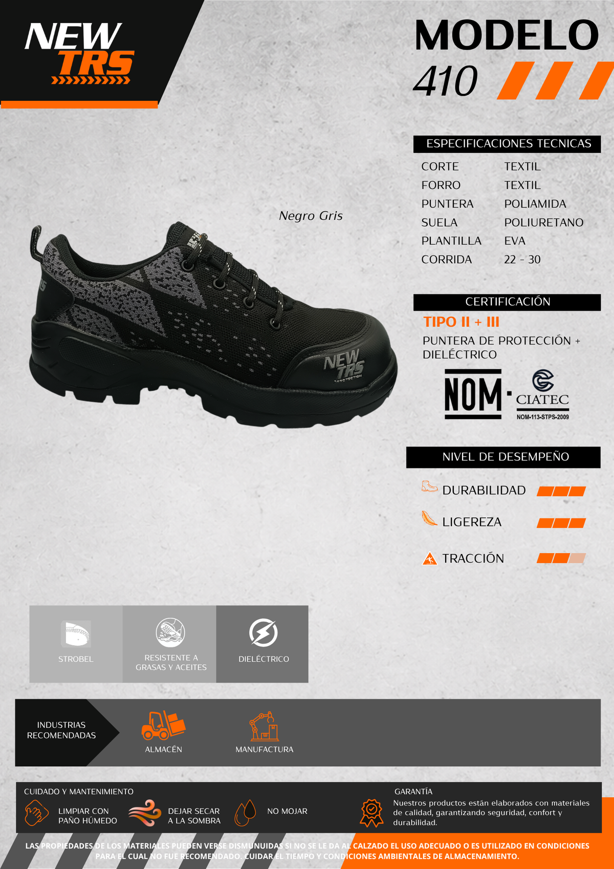 Tenis Industrial Dielectrica textil con puntera de protección New Trs 410
