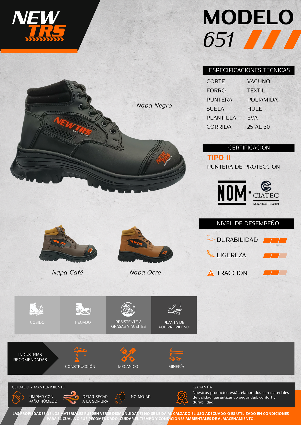 Bota Industrial de piel con puntera de protecciónNew Trs 651 Napa Ocre