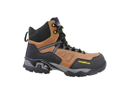 Bota Industrial Dielectrica de piel con puntera de protección Goodyear 100 Miel