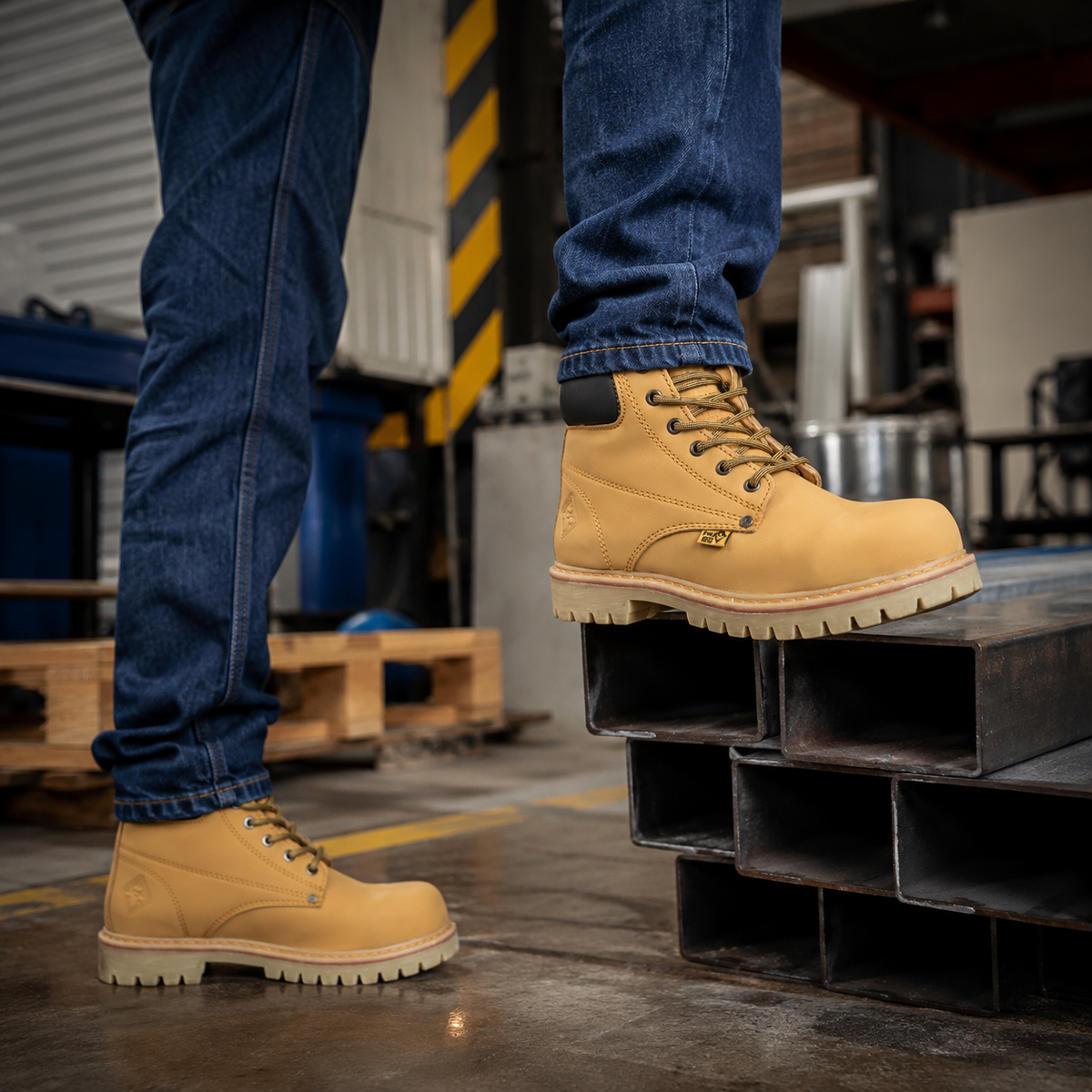 Bota Industrial de piel PMA 136 Nobuck Miel para Hombre - estilo de vida