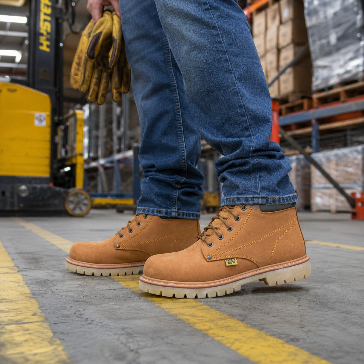 Bota Industrial de piel PMA 136 Nobuck Oro para Hombre - estilo de vida
