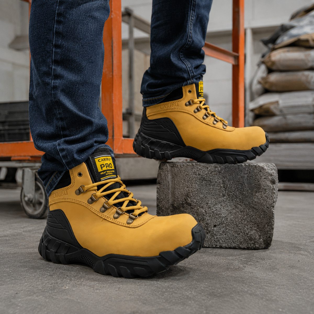 Bota Industrial Dielectrica de piel Caribu 950 Nobuck Paja para Hombre - estilo de vida