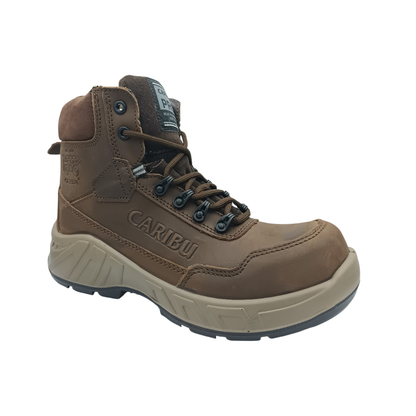Bota Industrial Dielectrica de piel Caribu 954 Nobuck Café para Hombre - tres cuartos