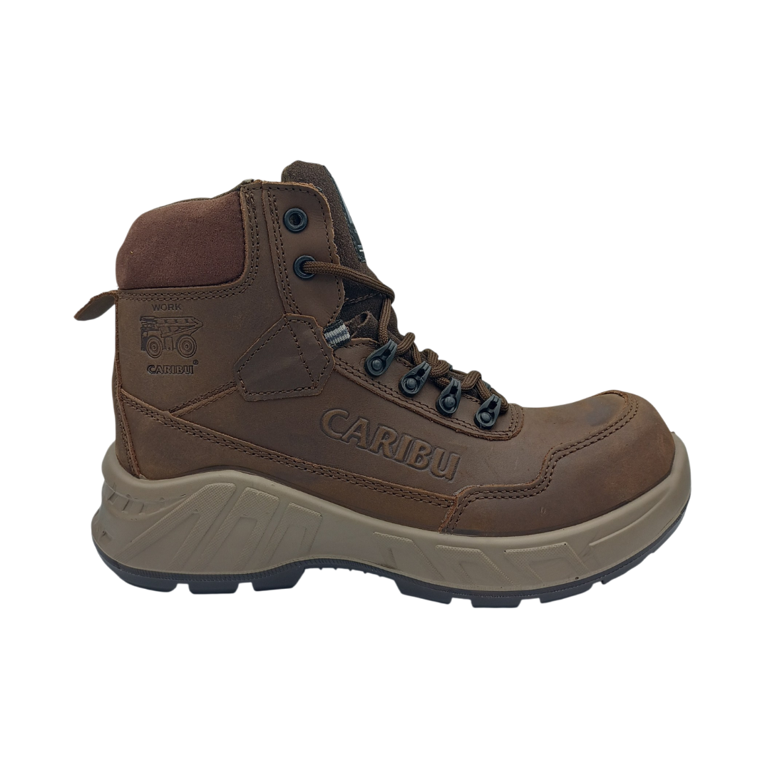 Bota Industrial Dielectrica de piel Caribu 954 Nobuck Café para Hombre - lateral