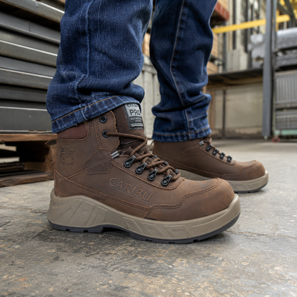 Bota Industrial Dielectrica de piel Caribu 954 Nobuck Café para Hombre - estilo de vida
