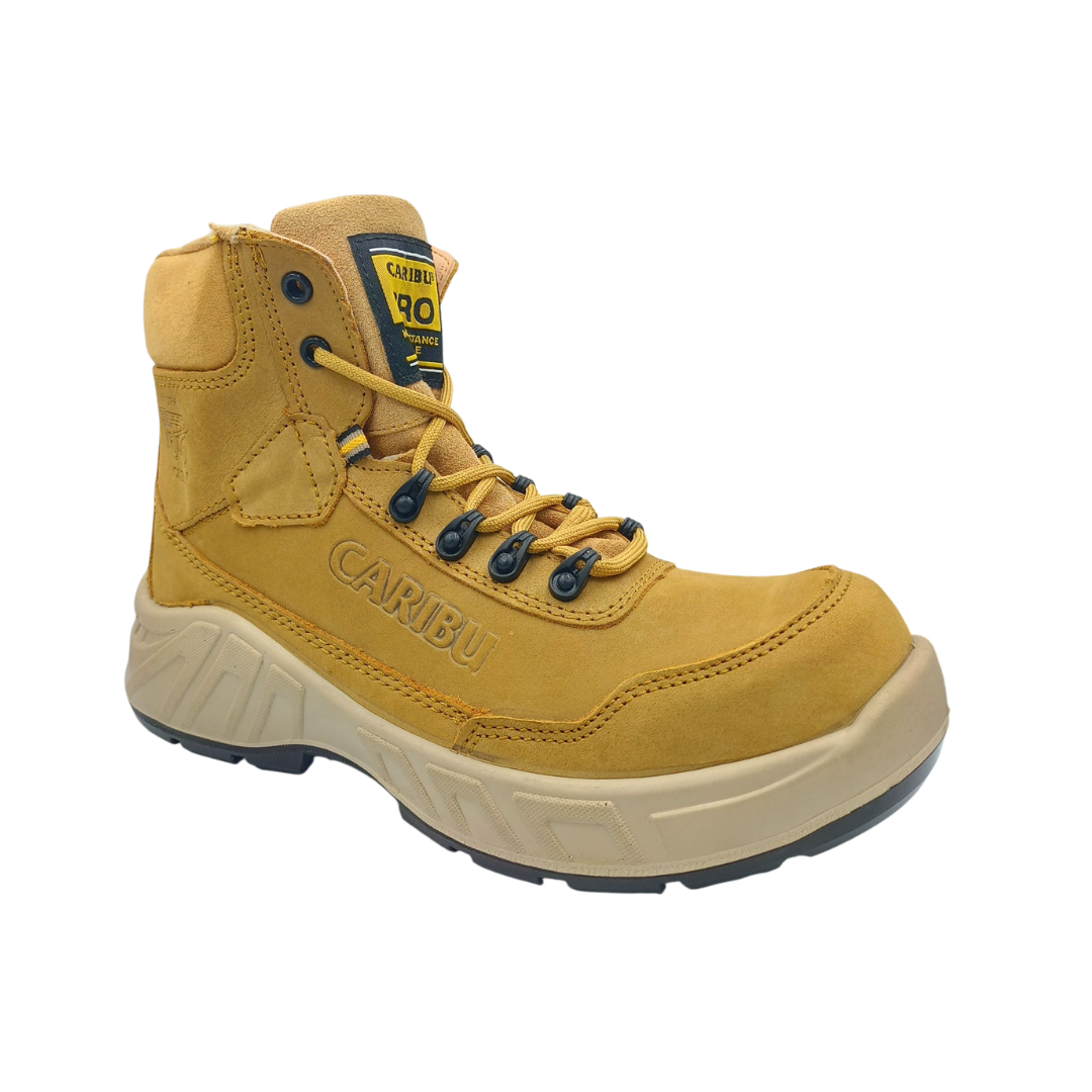 Bota Industrial Dielectrica de piel Caribu 954 Nobuck Paja para Hombre - tres cuartos