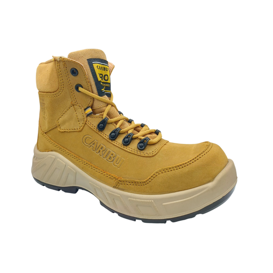 Bota Industrial Dielectrica de piel Caribu 954 Nobuck Paja para Hombre - tres cuartos