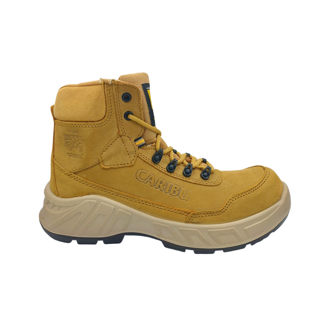 Bota Industrial Dielectrica de piel Caribu 954 Nobuck Paja para Hombre - lateral