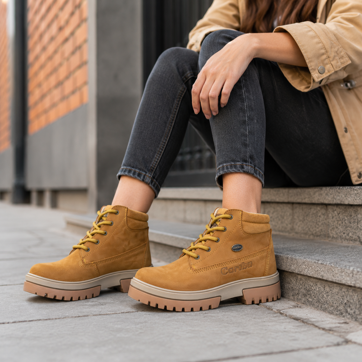 Bota Urbana de piel Caribu 616 Nobuck Cajeta para Mujer - estilo de vida