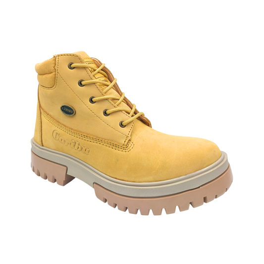 Bota Urbana de piel Caribu 616 Nobuck Paja para Mujer - tres cuartos