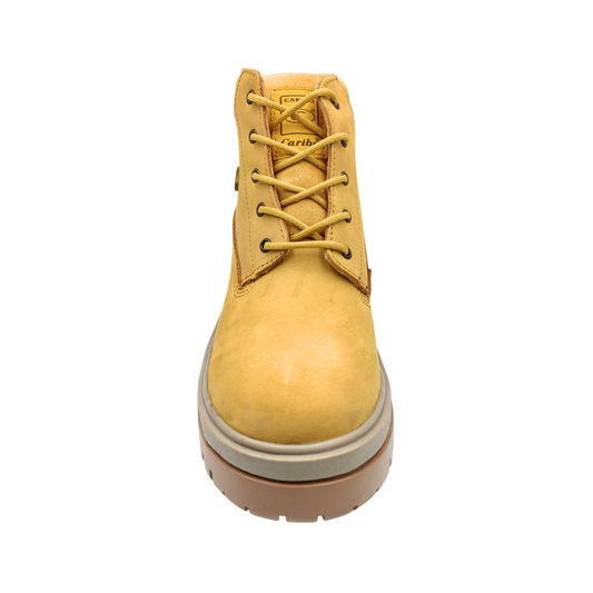 Bota Urbana de piel Caribu 616 Nobuck Paja para Mujer - frontal