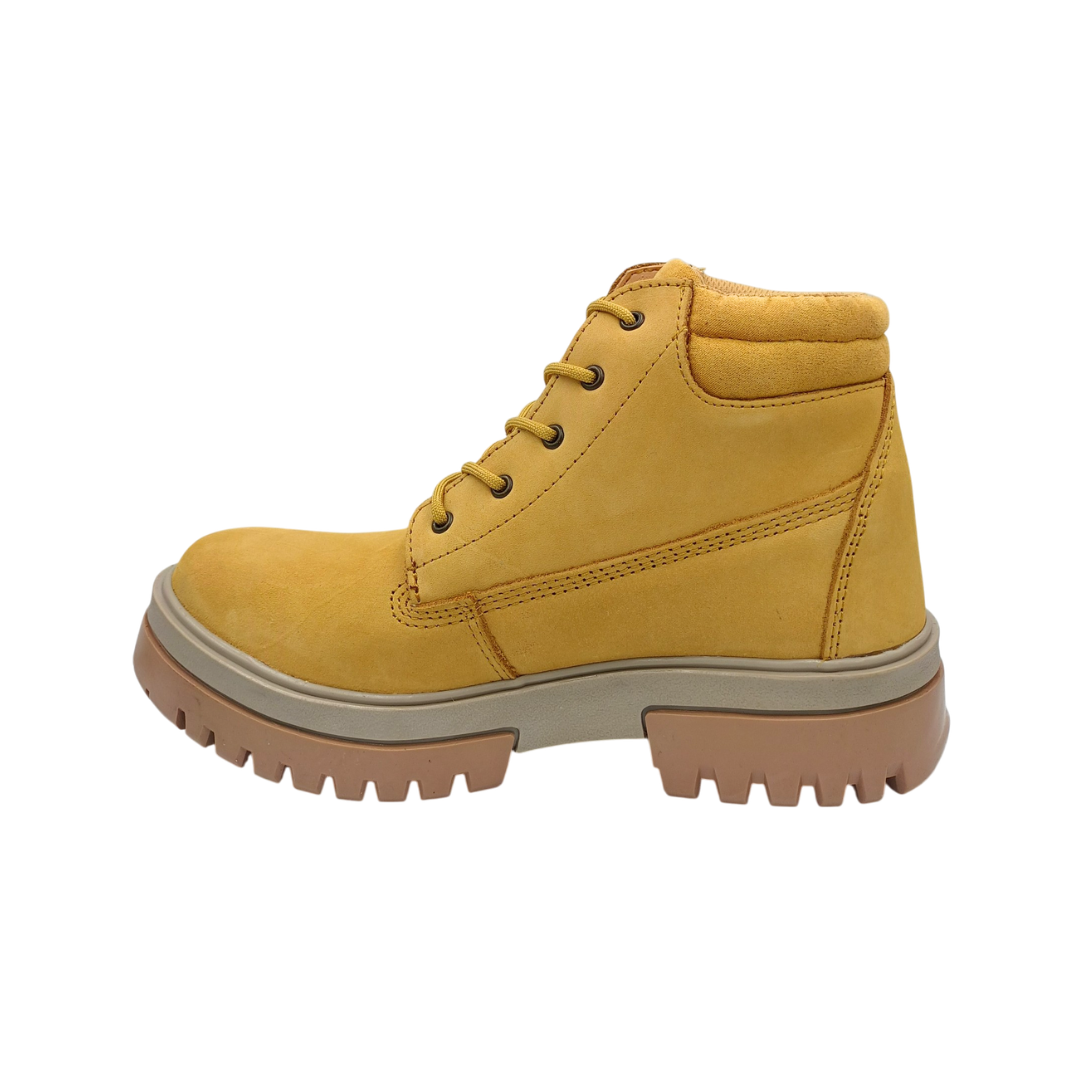 Bota Urbana de piel Caribu 616 Nobuck Paja para Mujer - lateral izquierdo