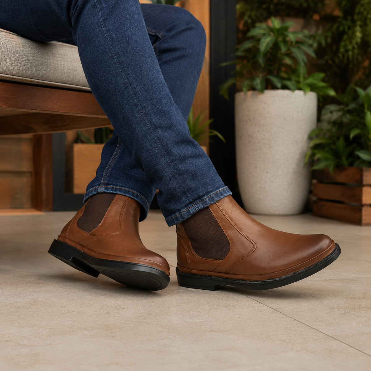 Botín de piel Leugim Confort 36107 Napa Miel para Hombre - estilo de vida