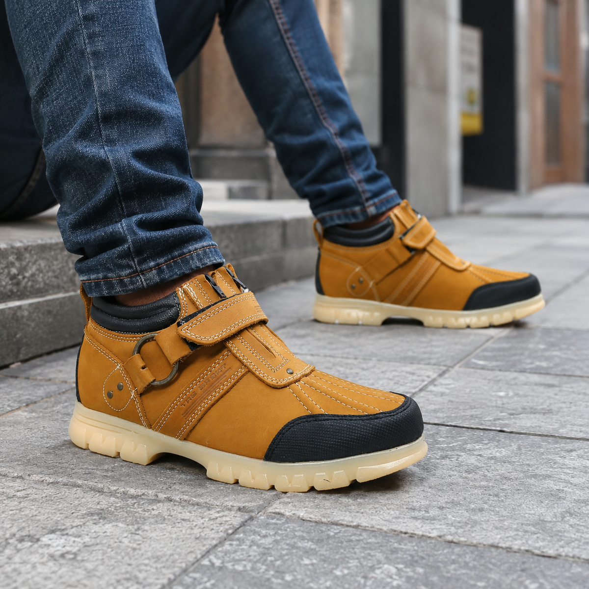 Botín Urbano doble cierre de piel Trs Sport 8301 Nobuck Oro para Hombre - estilo de vida