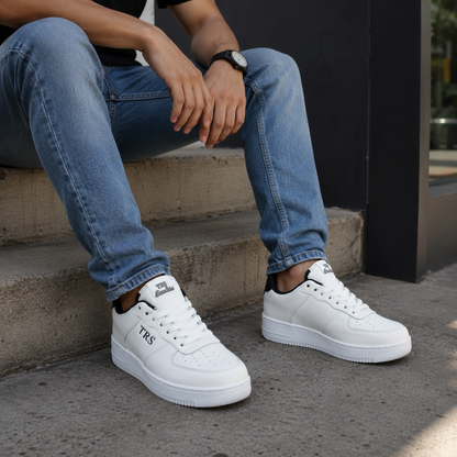 Tenis de piel Trs Sneakers 7243 Blanco Negro para Hombre - estilo de vida
