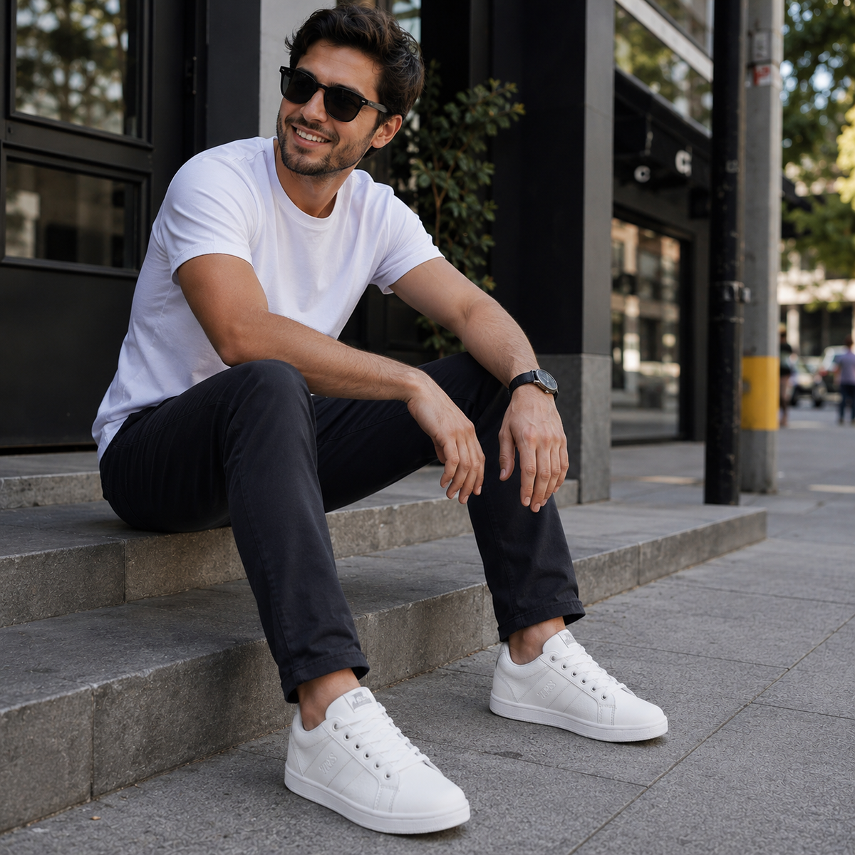 Tenis de piel Trs Sneakers 7300 Blanco Total para Hombre - estilo de vida