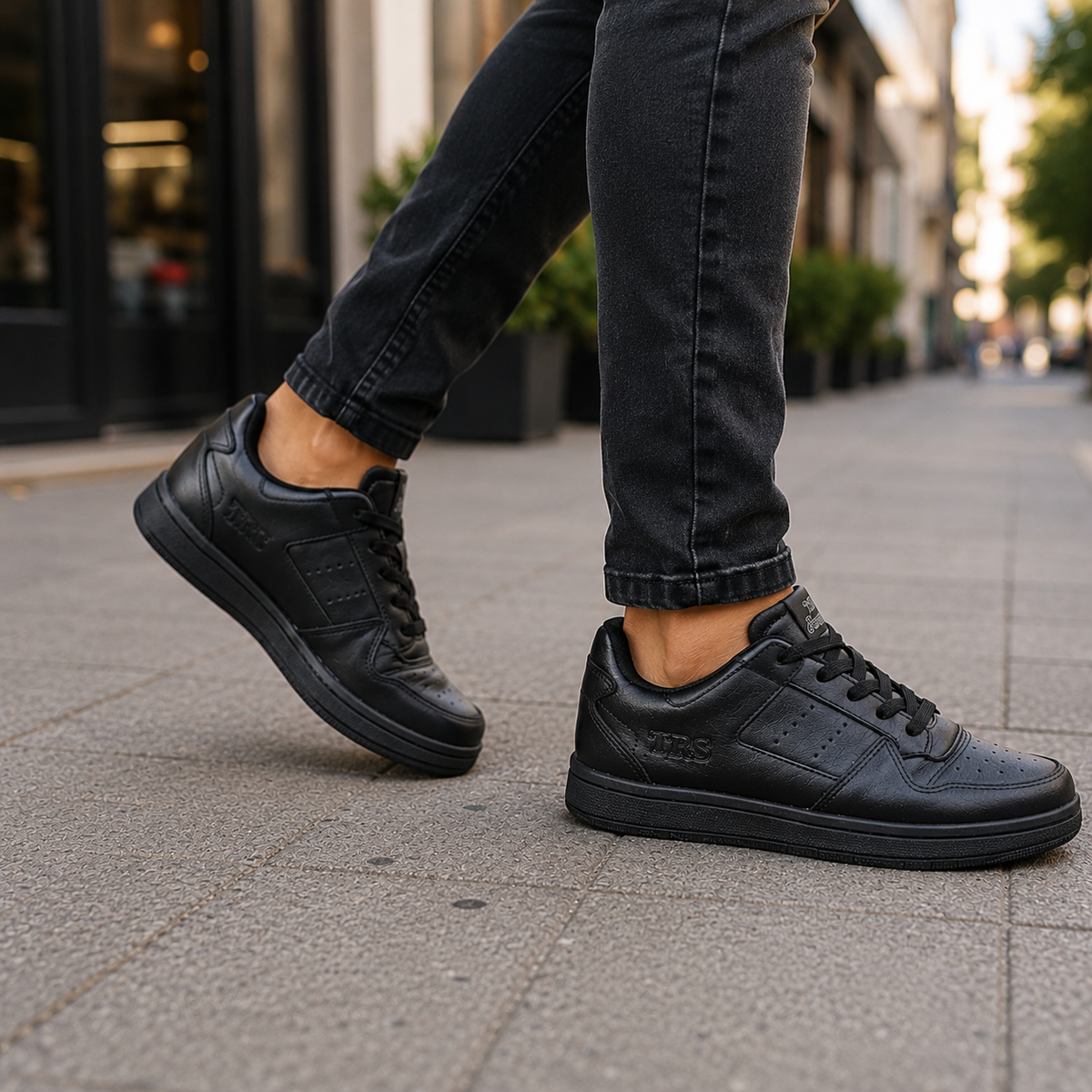 Tenis de piel Trs Sneakers 7373 Negro Total para Hombre - estilo de vida