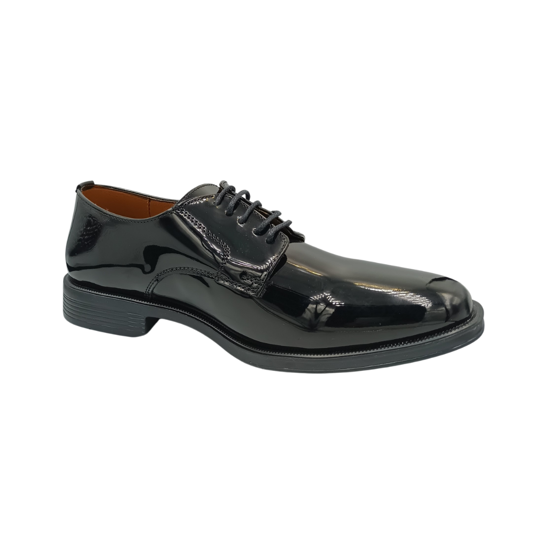 Zapato de vestir de piel Oxford Leugim Elegance 100 charol negro para hombre - tres cuartos