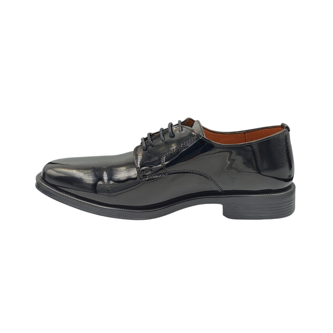 Zapato de vestir de piel Oxford Leugim Elegance 100 charol negro para hombre - lateral izquierdo